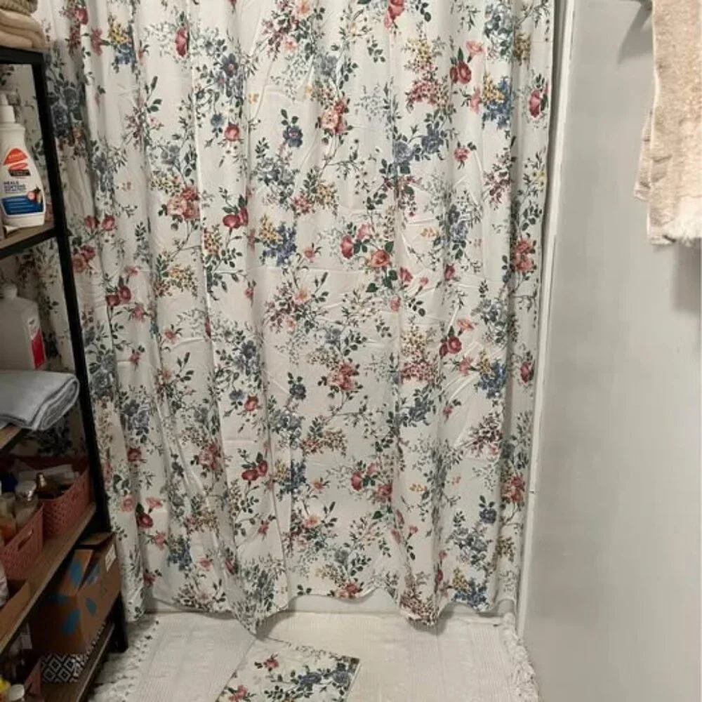 Flowered Shower Curtain w/ Valance
